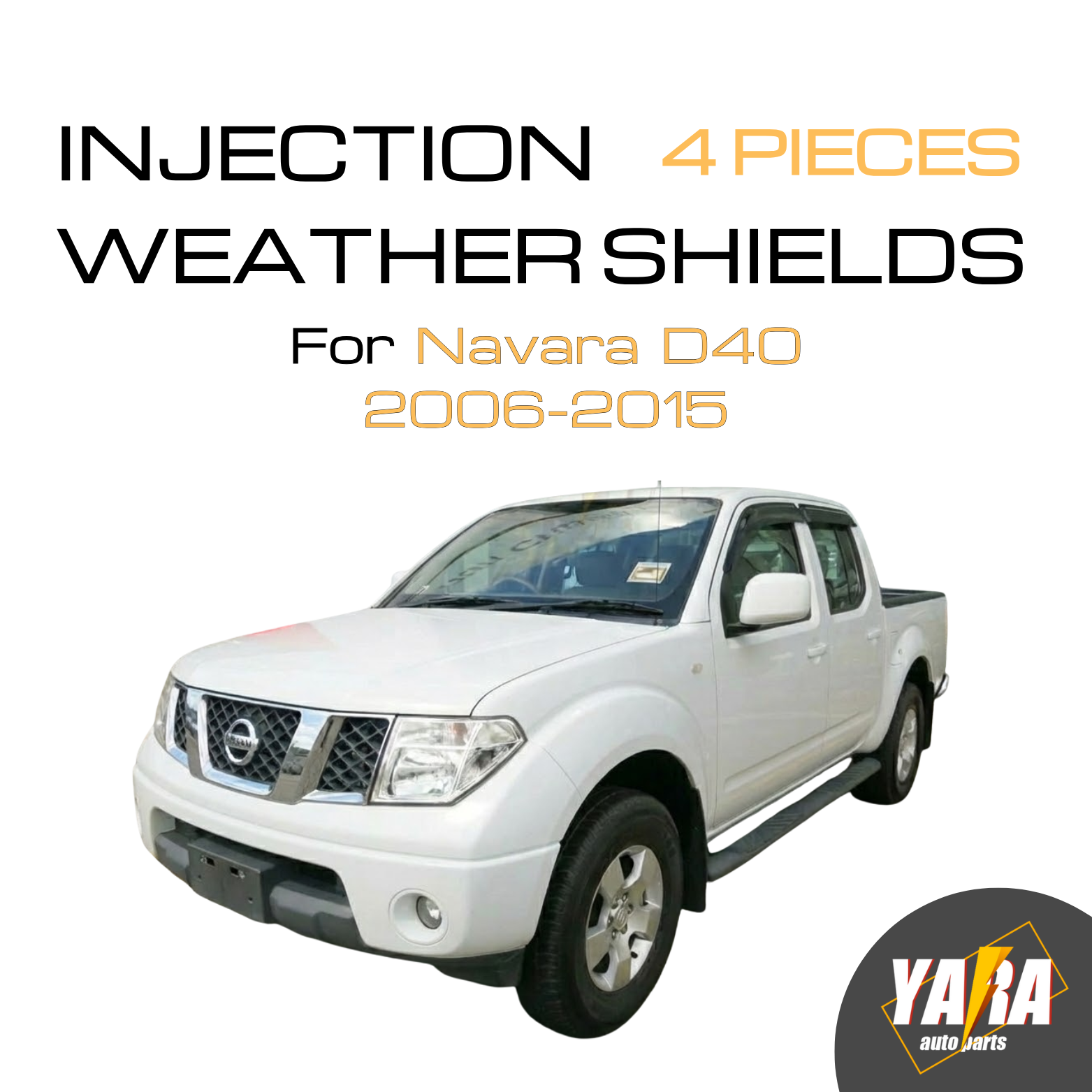 Injection Weather Shields Window Visors for Navara D40 2006–2015 Tinted 4PCS