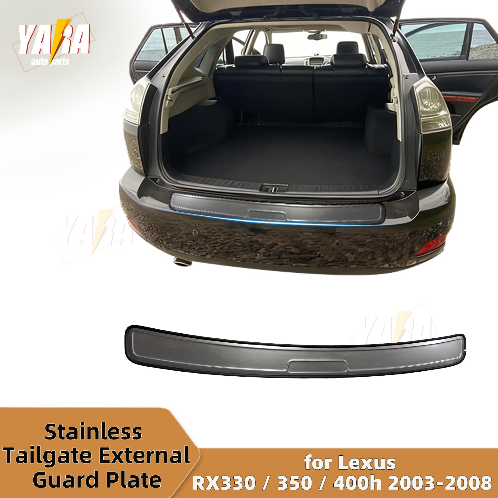 Stainless Steel Rear Bumper Guard / Tailgate Sill Plate for Lexus RX330 RX350 RX400h 2003-2008