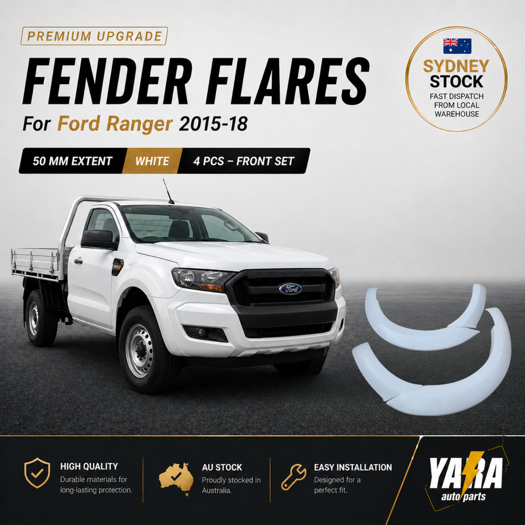 Gloss White Fender Flares for Ford Ranger PX2 MK2 Wildtrak 2015–2018 | Front Guard 4PCS 6-Inch