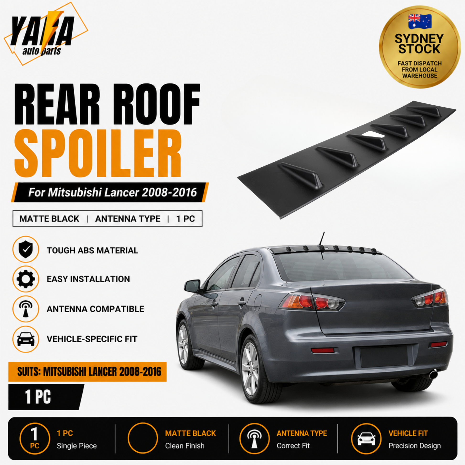Vortex Generator Roof Spoiler for Mitsubishi Lancer EVO X 2008–2016 | Shark Fin Wing