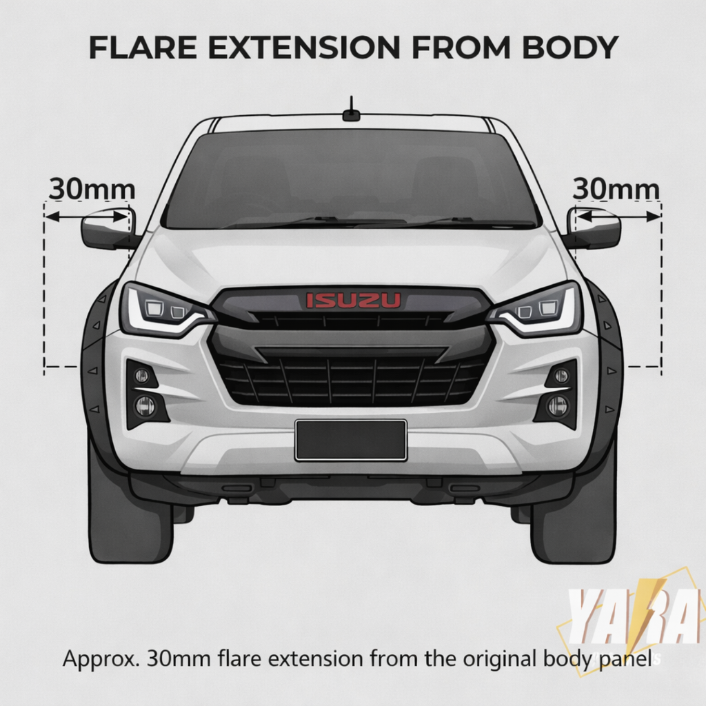 Gloss Grey Fender Flares Wheel Arch (6PCS) Suits for Isuzu D-Max Dual Cab 2020+ MY21-Onwards