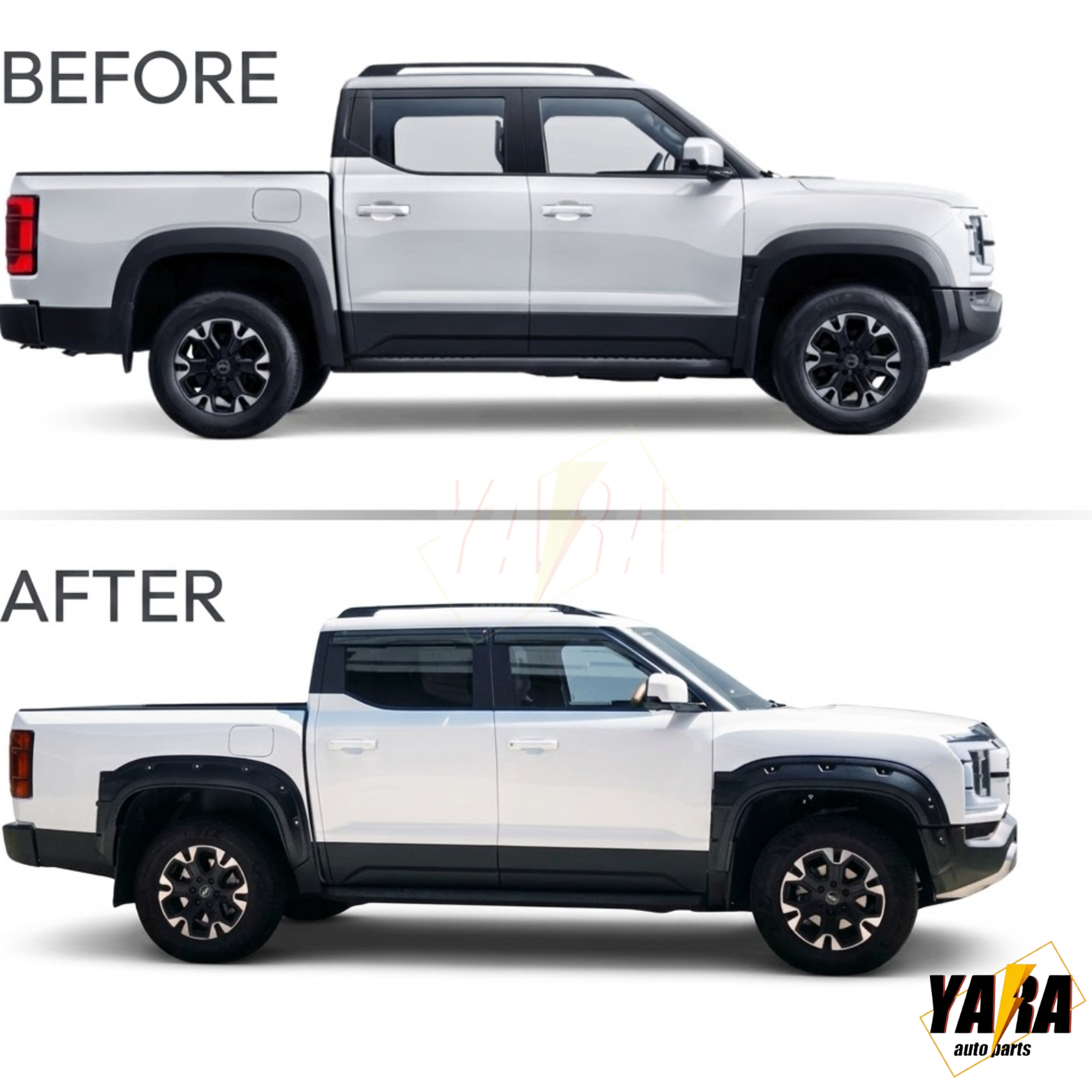 BYD Shark 6 Fender Flares 2024+ 60mm  Pocket Style Matte Black 6PCS