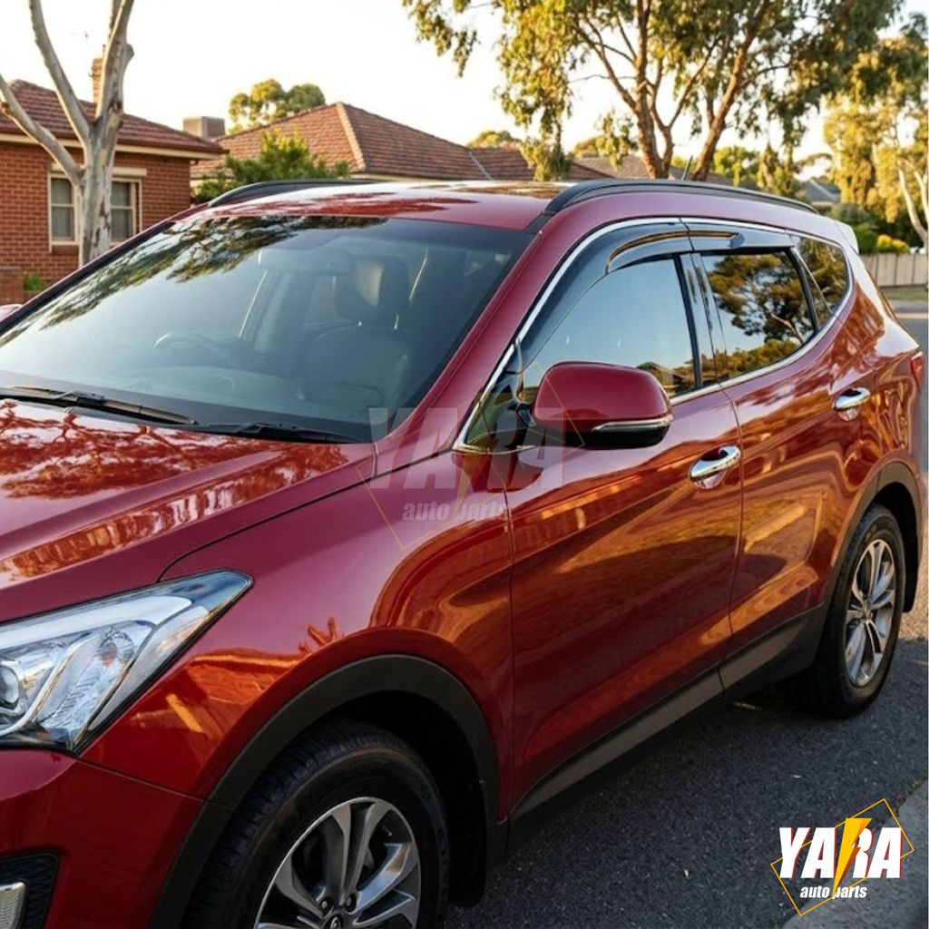 Chrome Trim Weather Shields for Hyundai Santa Fe 2012–2018 | 4PCS Visors