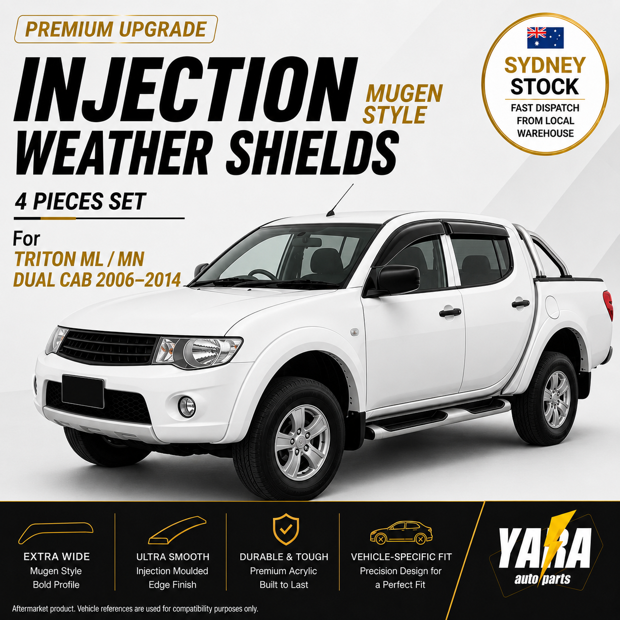 Injection Mugen style Weather Shields For Mitsubishi Triton ML MN Dual Cab 2006–2014 4PCS