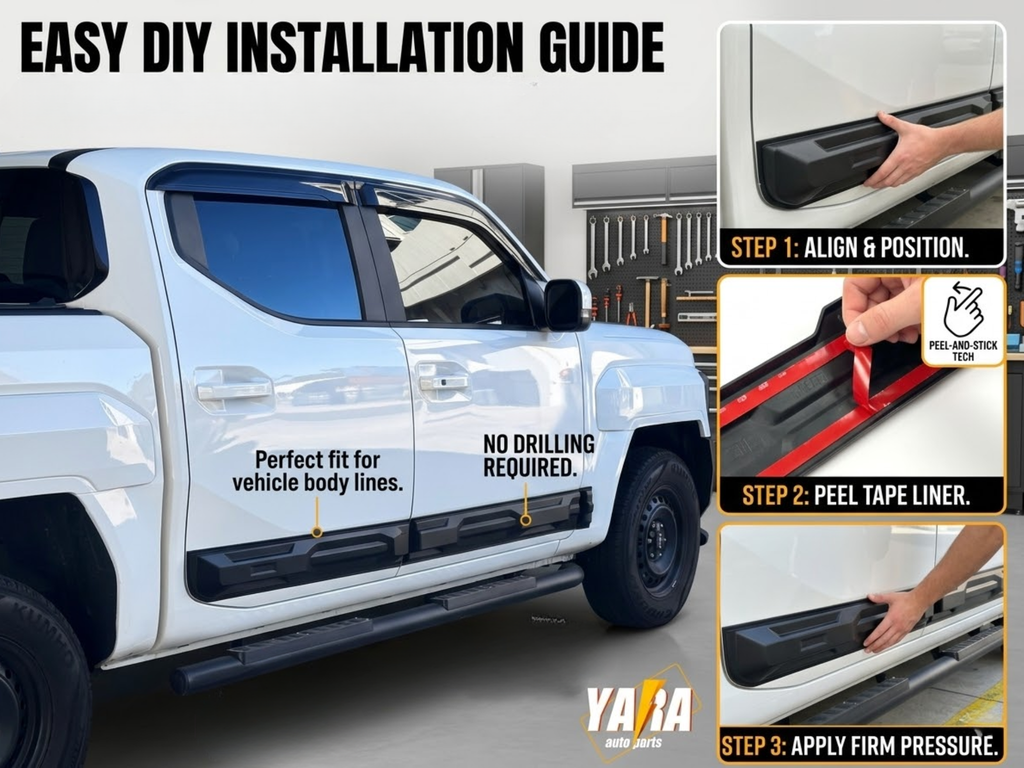 2x Premium Injection-Molded Side Door Cladding for Kia Tasman | Ultimate Body Armor (Matte Black)