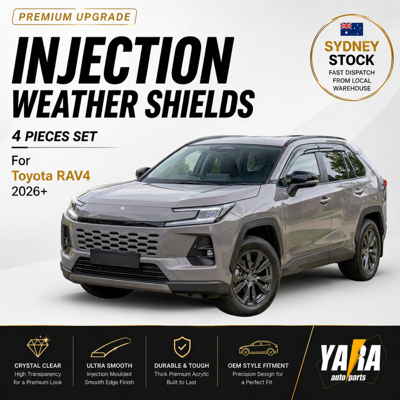 Yara Injection Weather shields for Toyota RAV4 2026+ XA60 4pcs