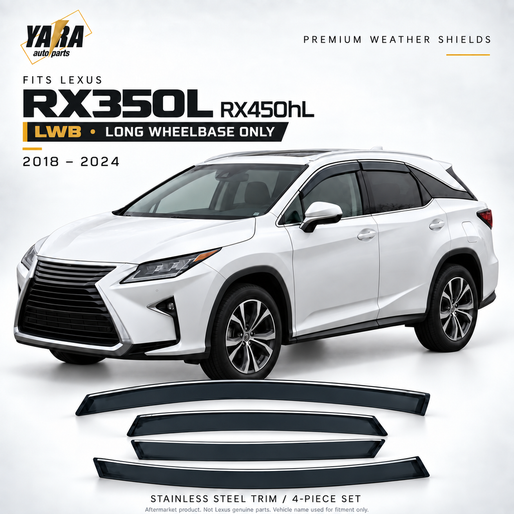 Weathershields with Stainless steel trims For Lexus RX350L 450hL 2018-2024 Long Wheelbase 7-Seater