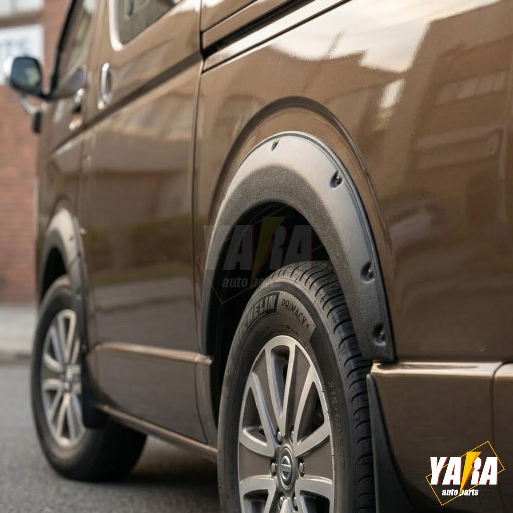 Pocket Style Matte Black Fender Flares for Toyota Hiace 2005–2017 | 6PCS Wheel Arch Kit