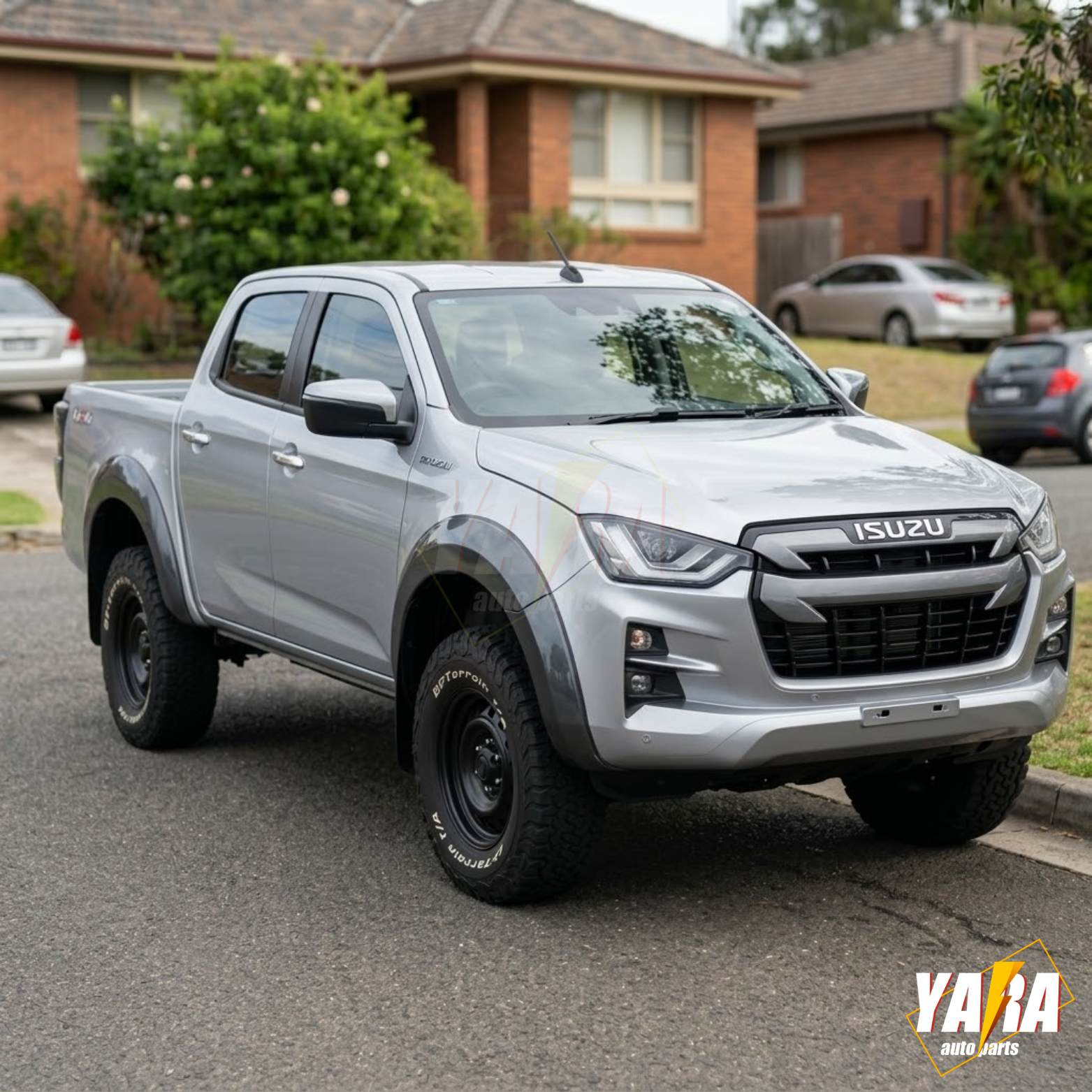Gloss Grey Fender Flares Wheel Arch (6PCS) Suits for Isuzu D-Max Dual Cab 2020+ MY21-Onwards