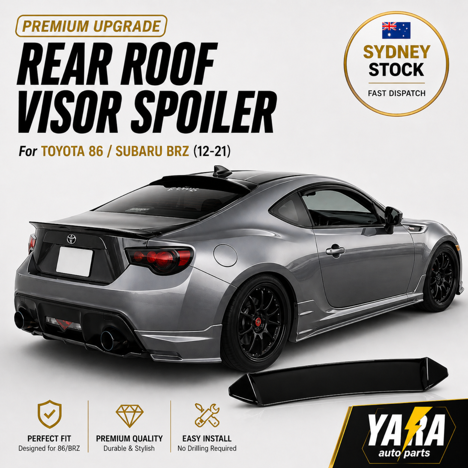 Gloss Black Rear Roof Spolier for Toyota GT86/ Subaru BRZ 2012-2021