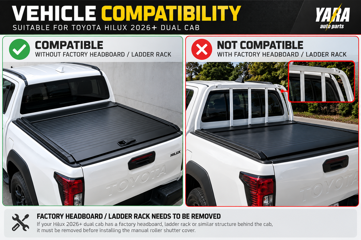 Manual Roller Shutter For Toyota Hilux N90 2026+ Dual Cab Lockable Aluminium