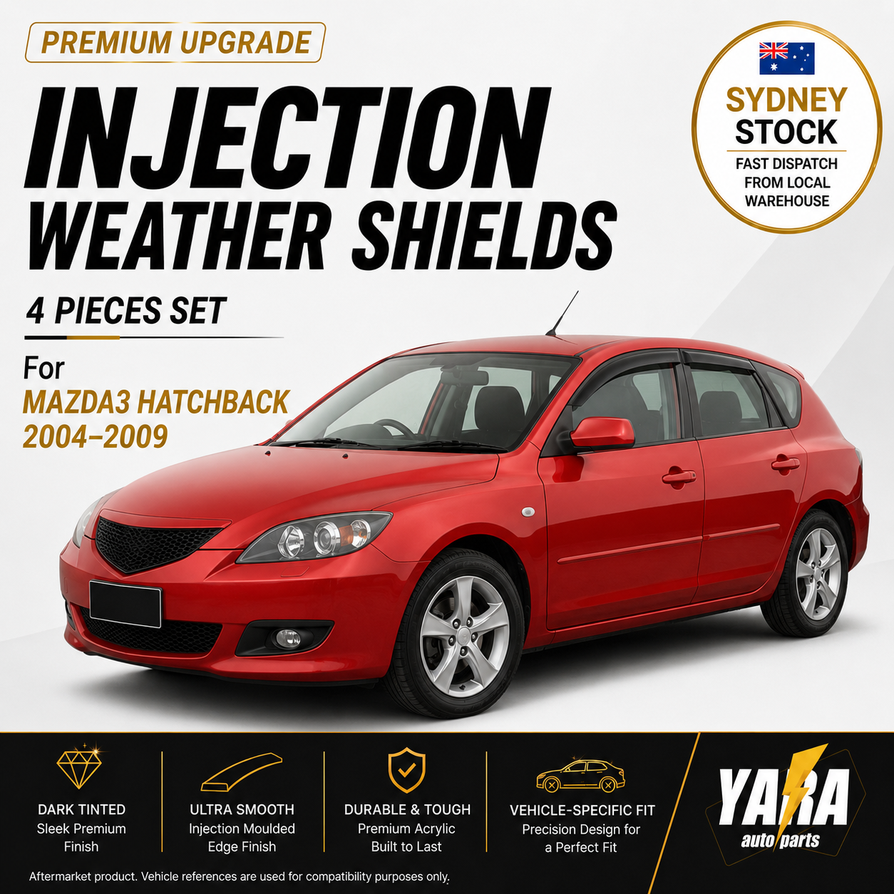 Weather shields Weathershields Window visors Suitable for Mazda3 hatchback 04-09