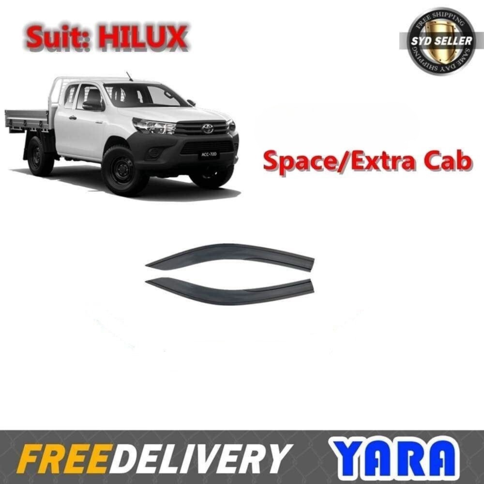 Weather shields Window visors suits  for Hilux Extra/Space Cab 2015 -2020