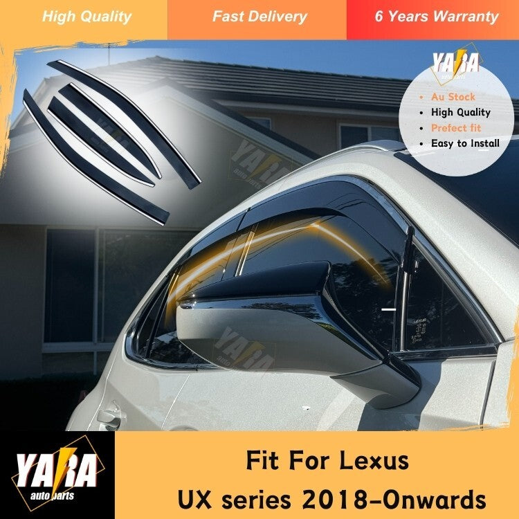 Weather Shields with Stainless Steel Suitable for Lexus UX 2019-On tinted 4pcs