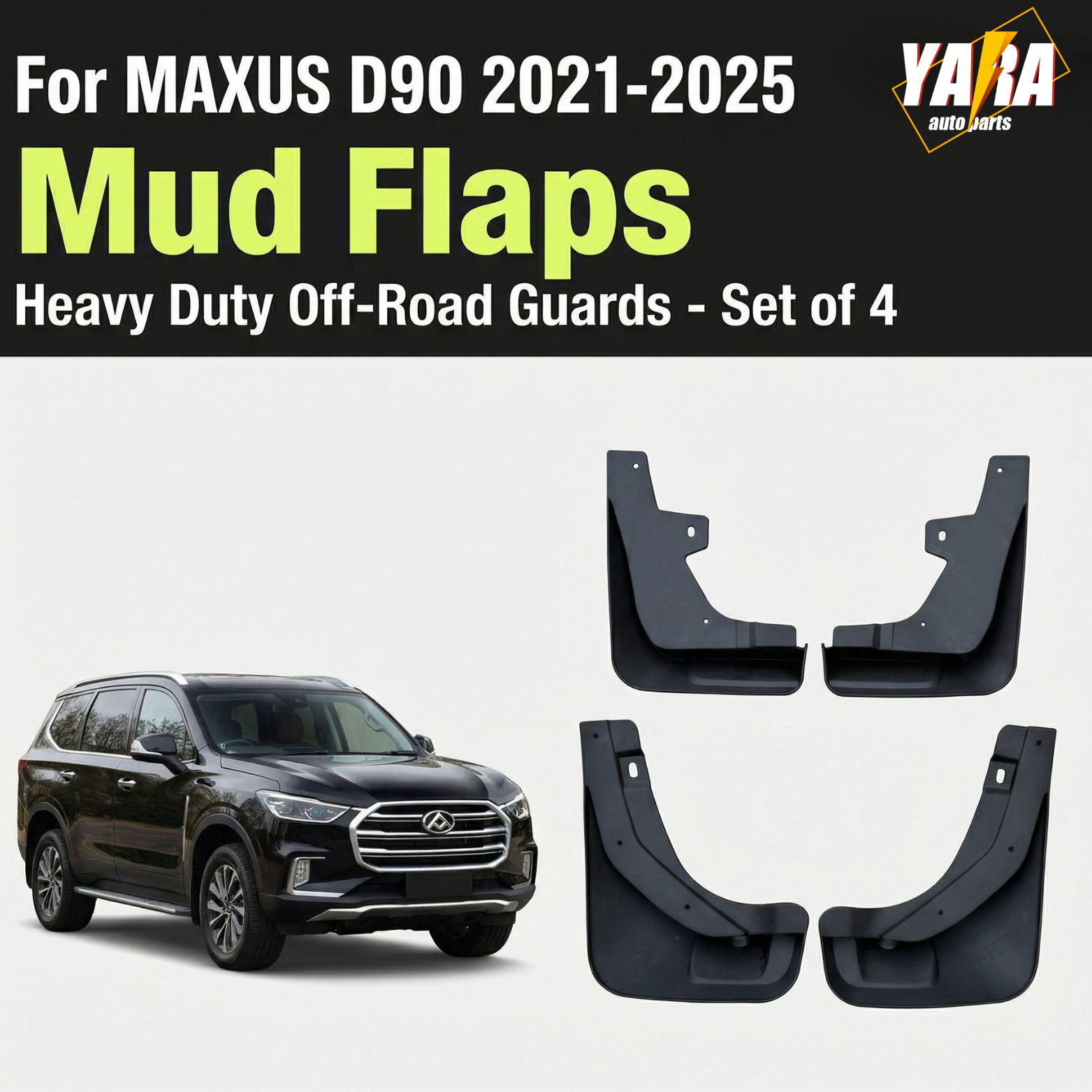 4x Black Mud Flaps Splash Guards Mudguard Fenders For LDV D90 2017-2025
