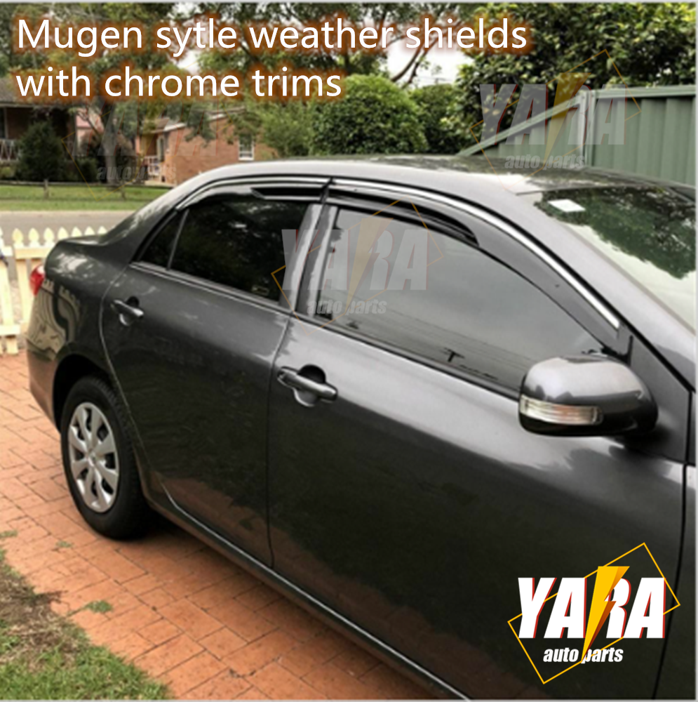 Mugen Style Weather Shields with Chrome Trim for Toyota Corolla Sedan 2007–2013