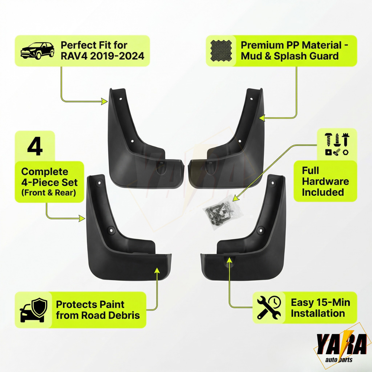 For Toyota RAV4 2019-2025 Mud Flaps Front & Rear Molded Splash Guards