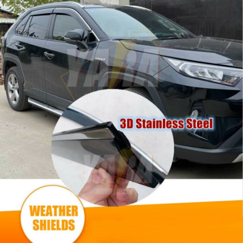 PREMIUM Weather Shields with Stainless Steel suitable for Rav4 2019-2022 tinted