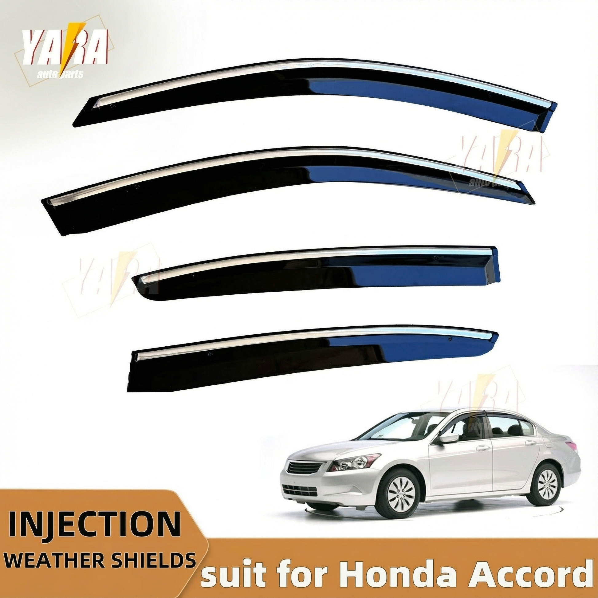 Injection Weather Shields Chrome Trim for Honda Accord 8th Gen 2008–2013(CP Sedan) Window Visors 4PCS