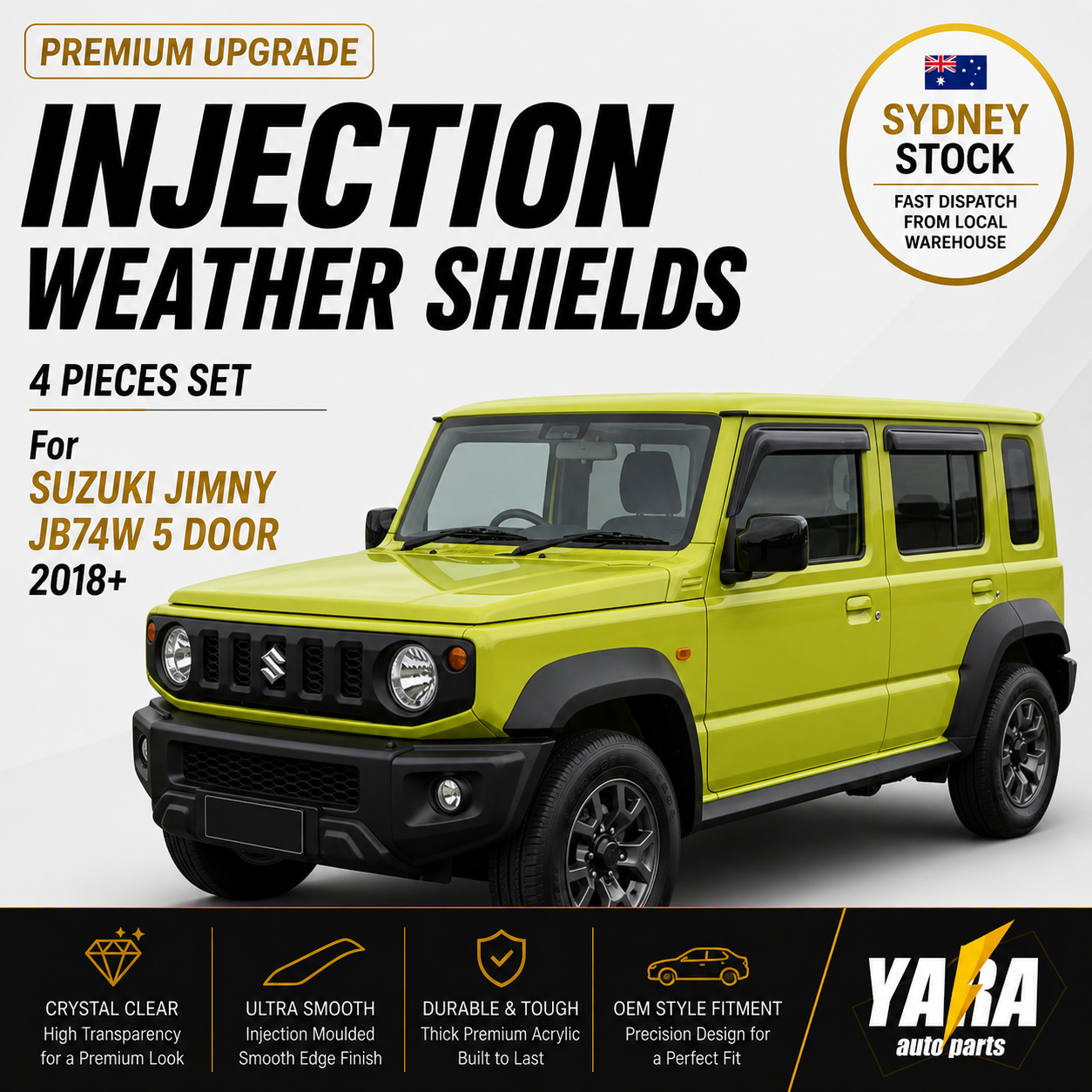 Injection Weather Shields For Suzuki Jimny JB74W 5 Door 2018+ Window Visors 4PCS