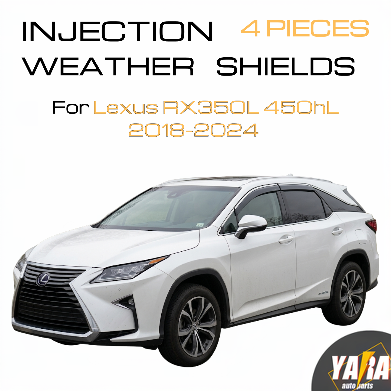 Weathershields with Stainless steel trims For Lexus RX350L 450hL 2018-2024 Long Wheelbase 7-Seater