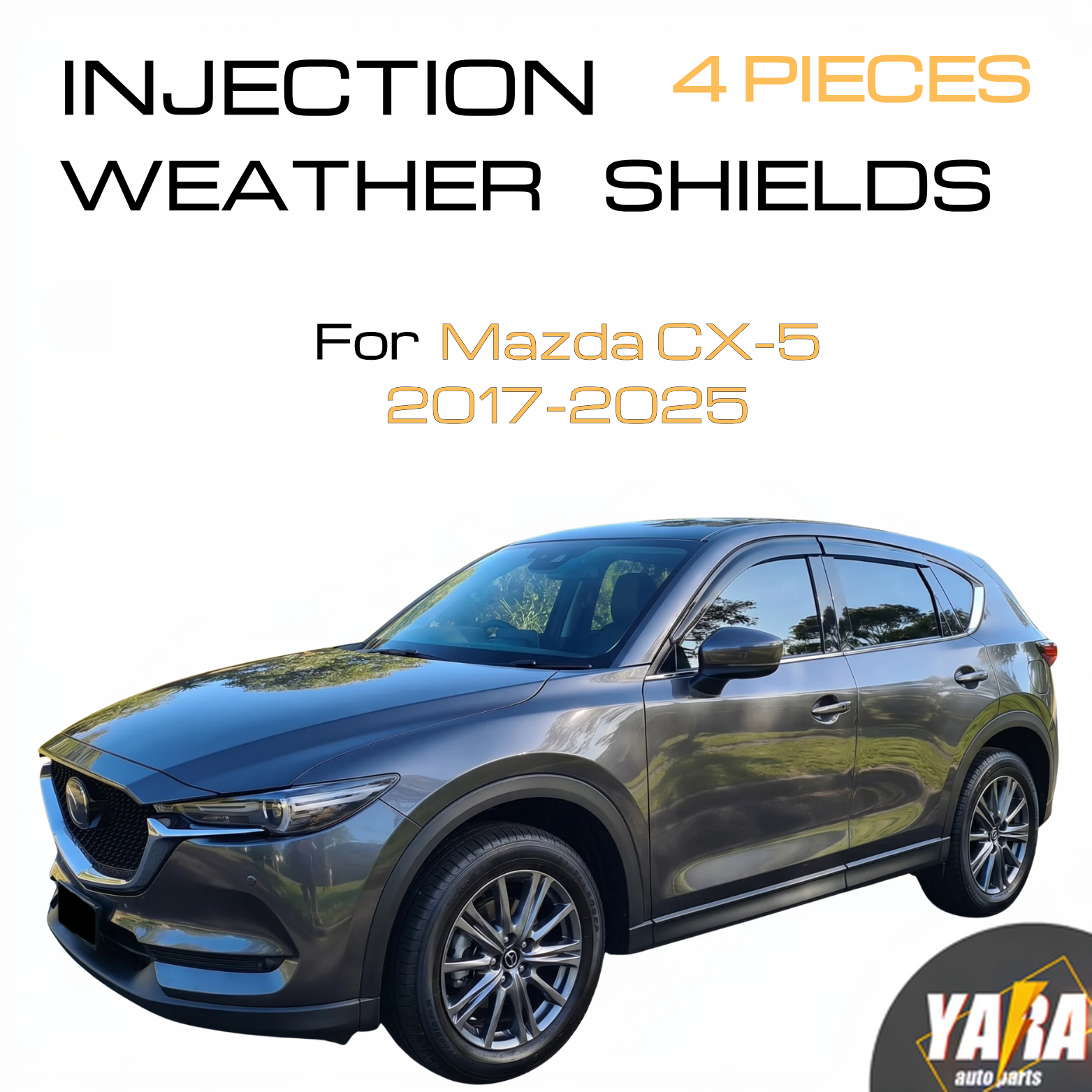 Injection Luxury Weather shields suitable for Mazda CX-5 CX5  2017-2025 Tinted 4pcs