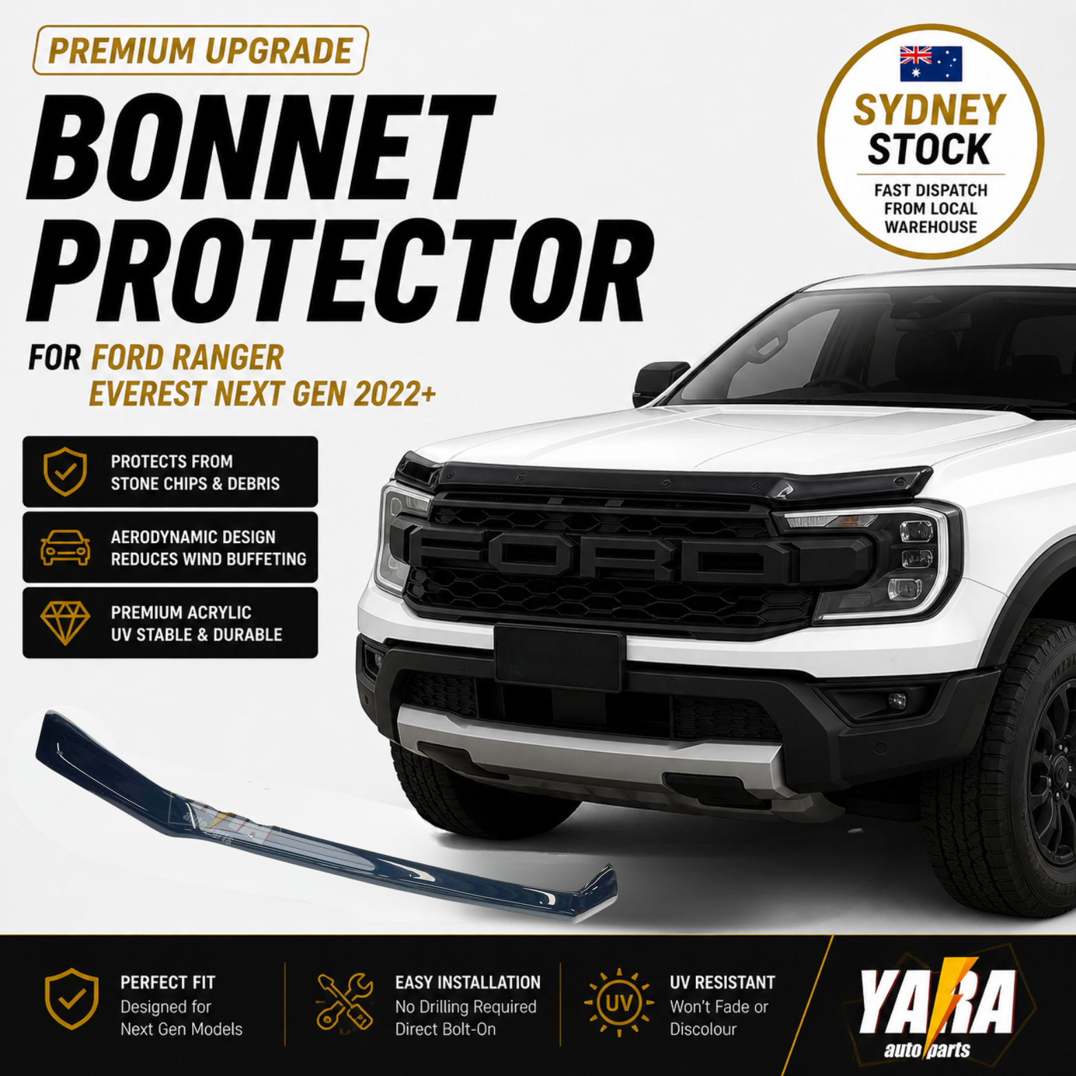 Injection Bonnet Protector Guard for Ford Ranger/ Everest Next-Gen 2022-Onwards