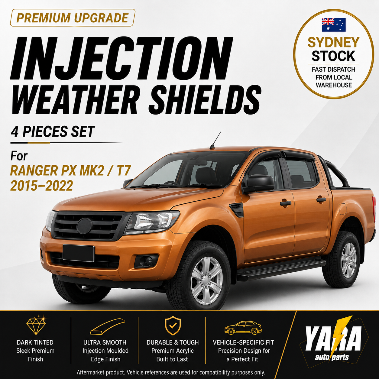 Injection Weather Shields For Ford Ranger PX MK2 T7 2015–2022 4PCS