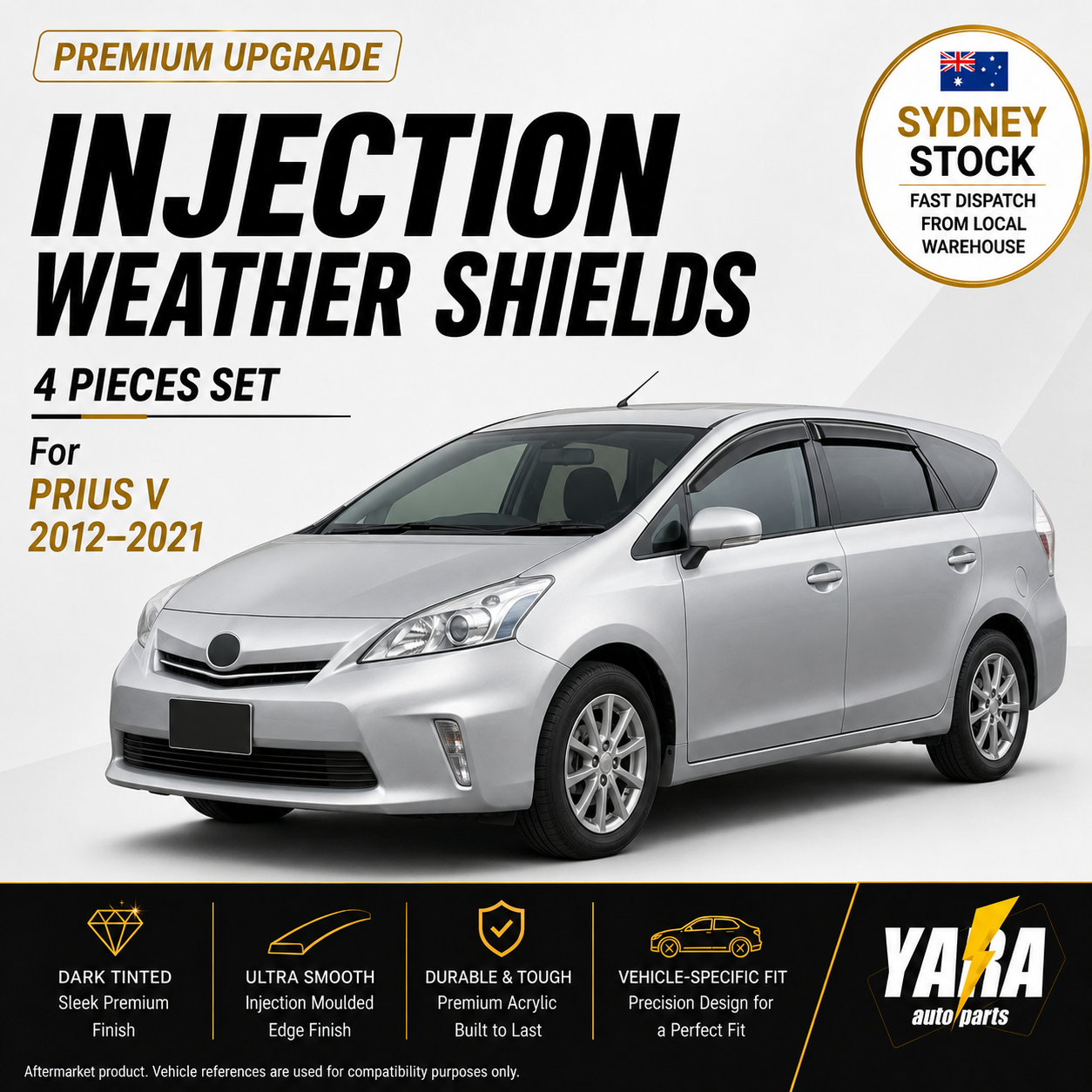Weathershields Weather Shields Window Visors suitable for Prius V 2012-2021 4pcs