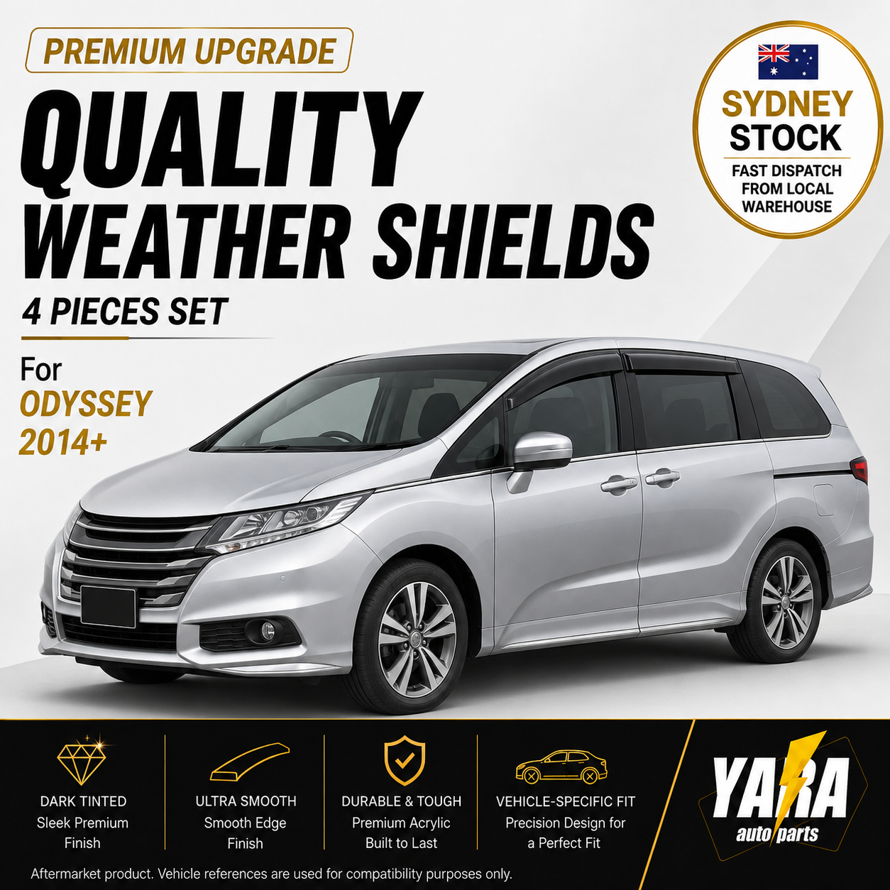 Quality Weather Shields for Honda Odyssey 5th Gen 2014+ RC Series | 4PCS Tinted Visors