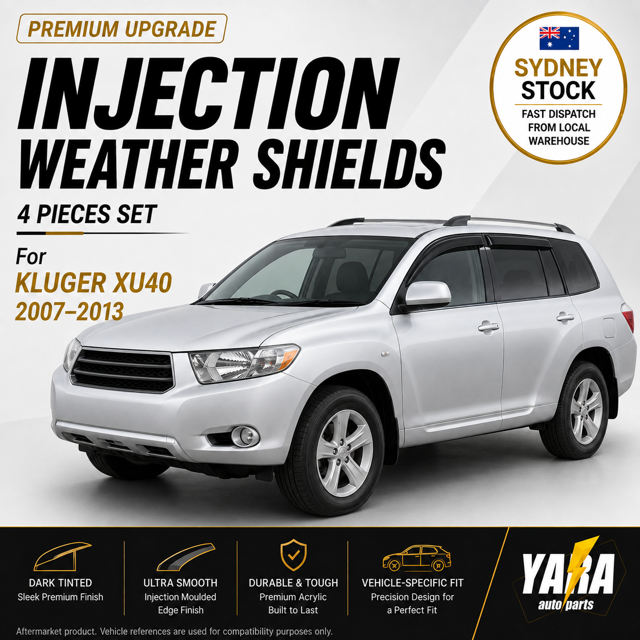 Suitable For 2007-2013 Kluger Injection Weathershields Weather shields tinted
