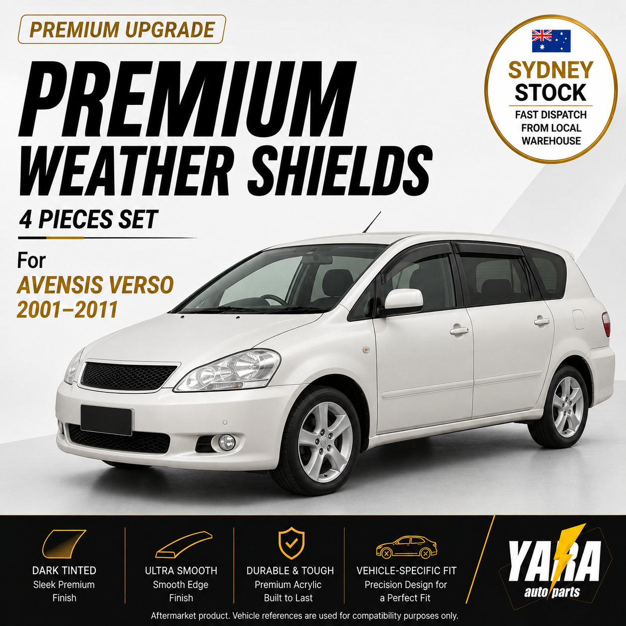 Premium Weather Shields For Toyota Avensis Verso 2001–2011 4PCS