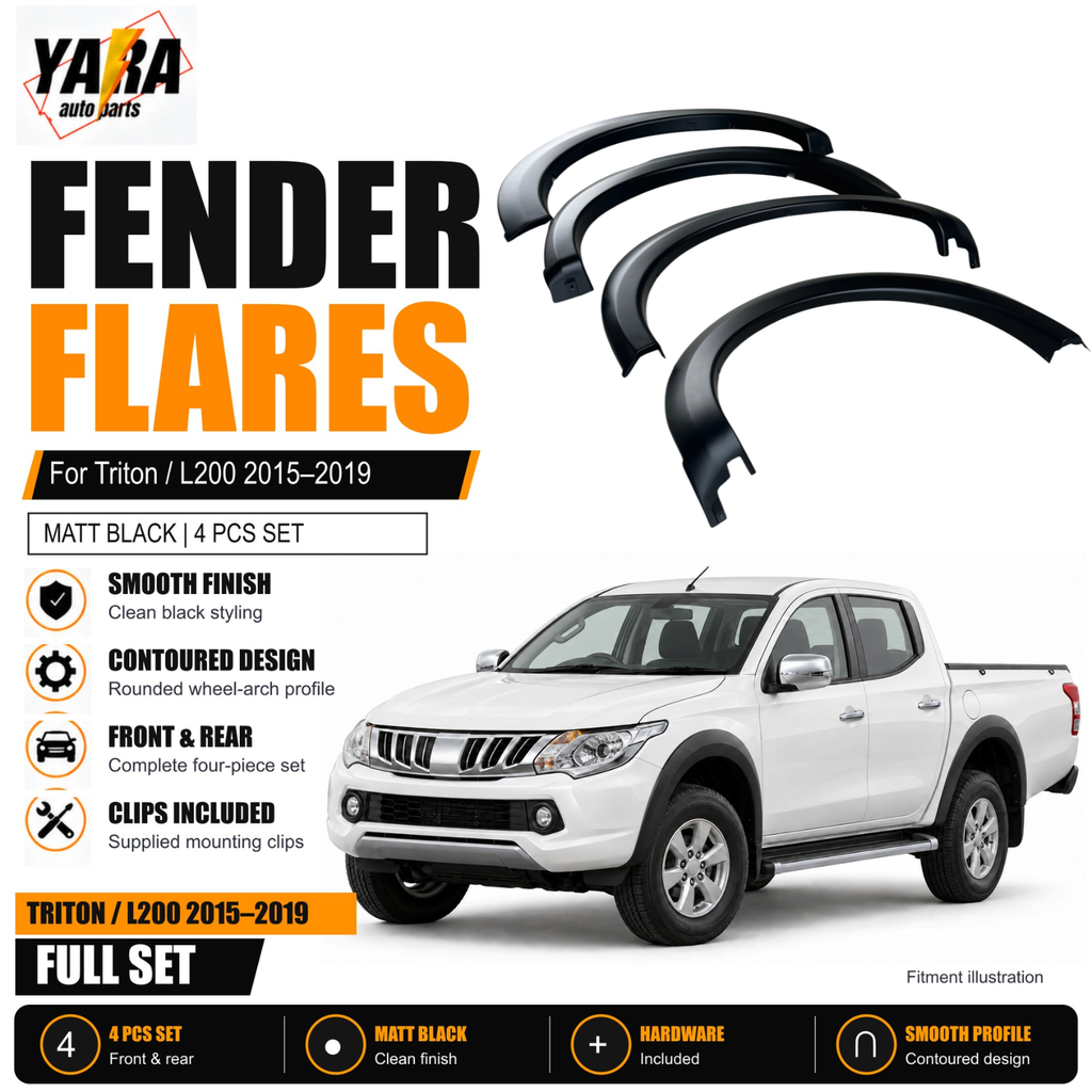 Matte Black Fender Flares For Mitsubishi Triton L200 2015–2019 4PCS