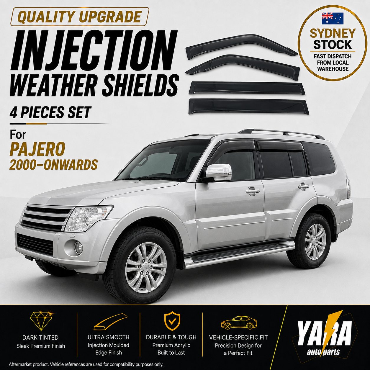 Quality Weather shields Weathershields Suitable for Mitsubishi Pajero 2000+ 4pcs