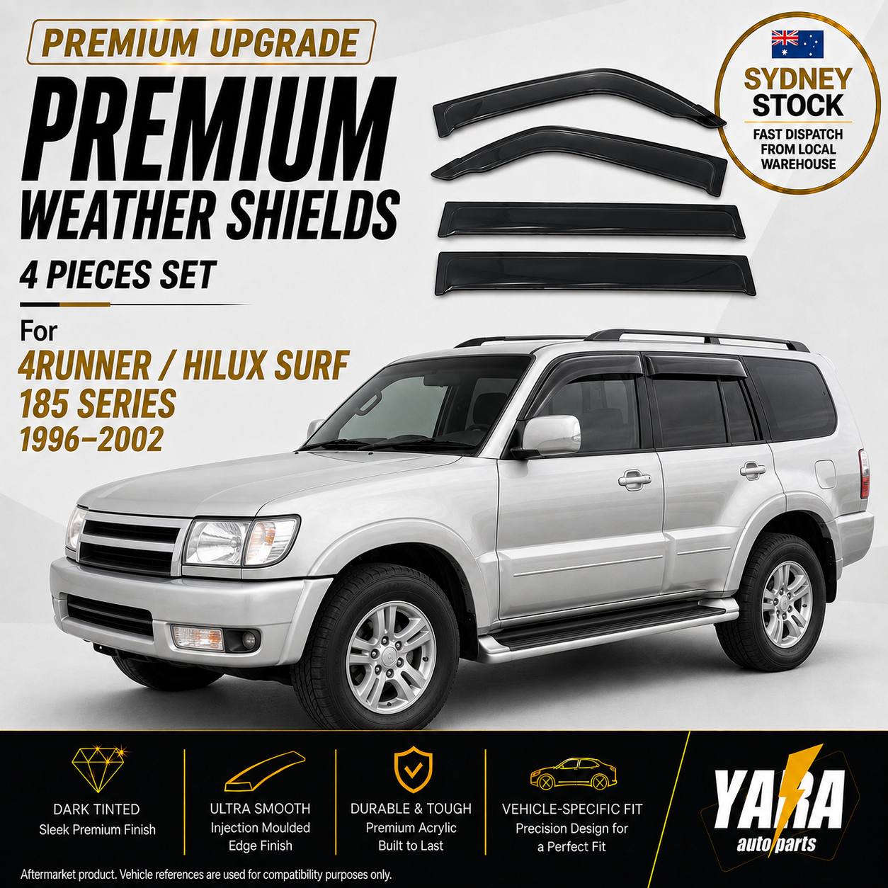 INJ Weather Shields Weathershields Suitable for 4Runner Hilux Surf 185 1996-2002