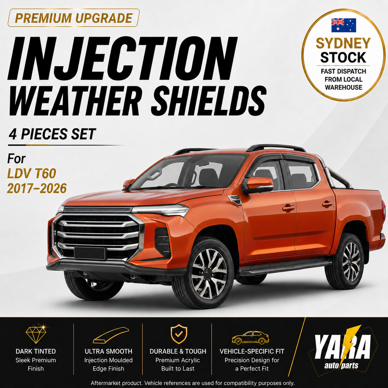 Suitable For LDV T60 2017-2026Injection Weathershields Weather shields 4pcs