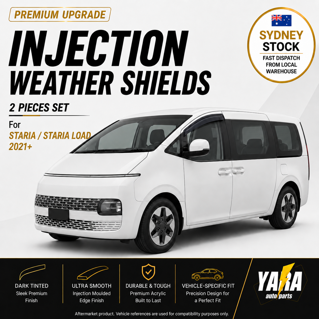 YARA Injection Weather shield Weathershields for Hyundai Staria / Staria load 2021+ 2pcs