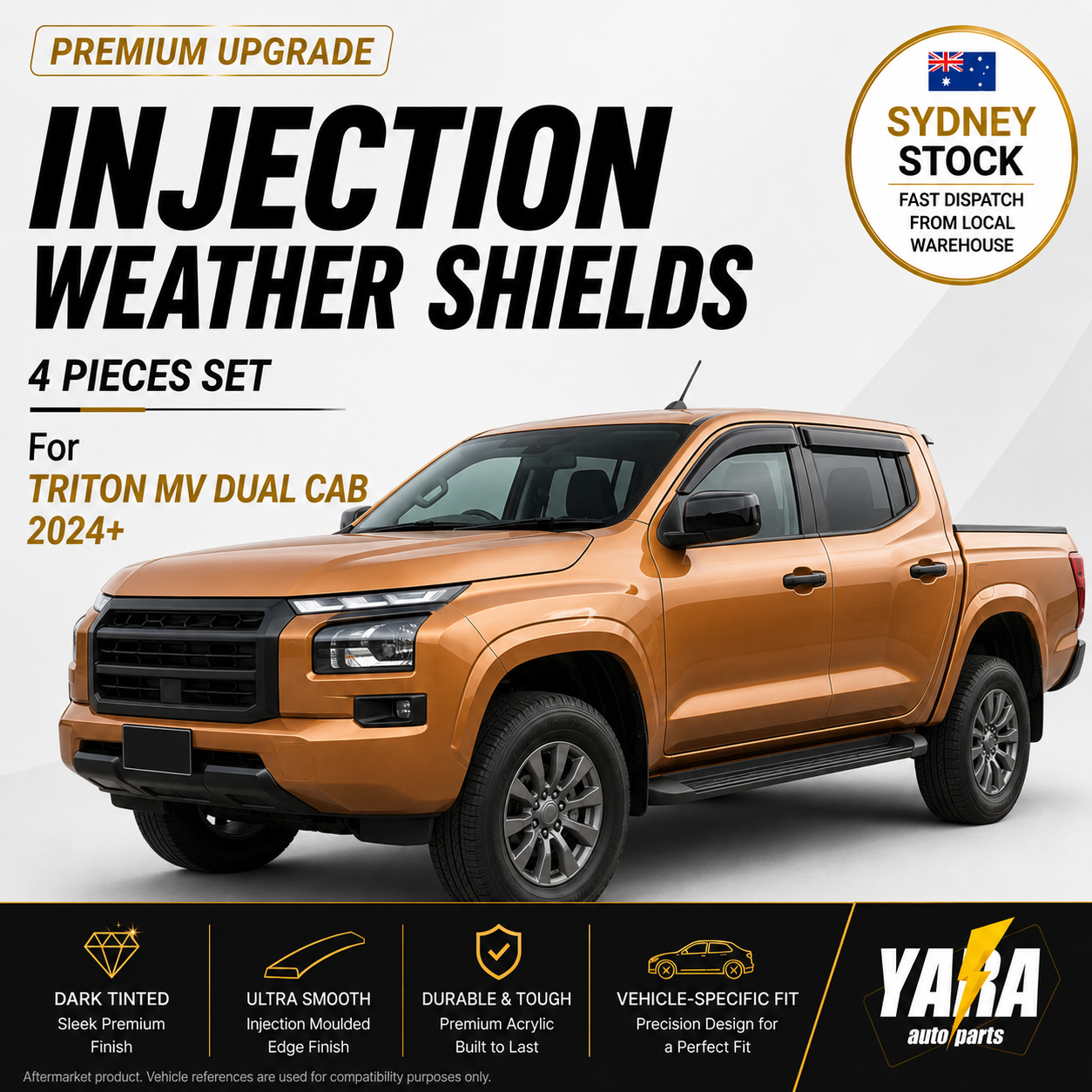 Premium Injection Weather Shields For Mitsubishi Triton MV 2024+ 4PCS