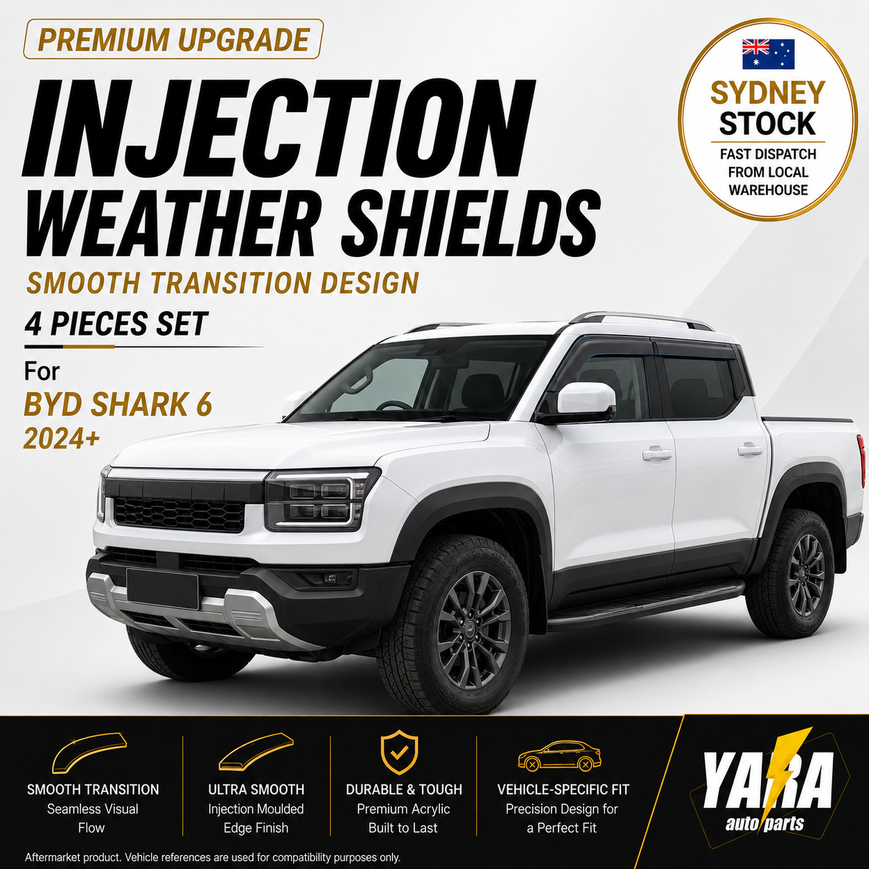Injection Weather Shields for BYD Shark 6 2024+  Smooth Transition Design