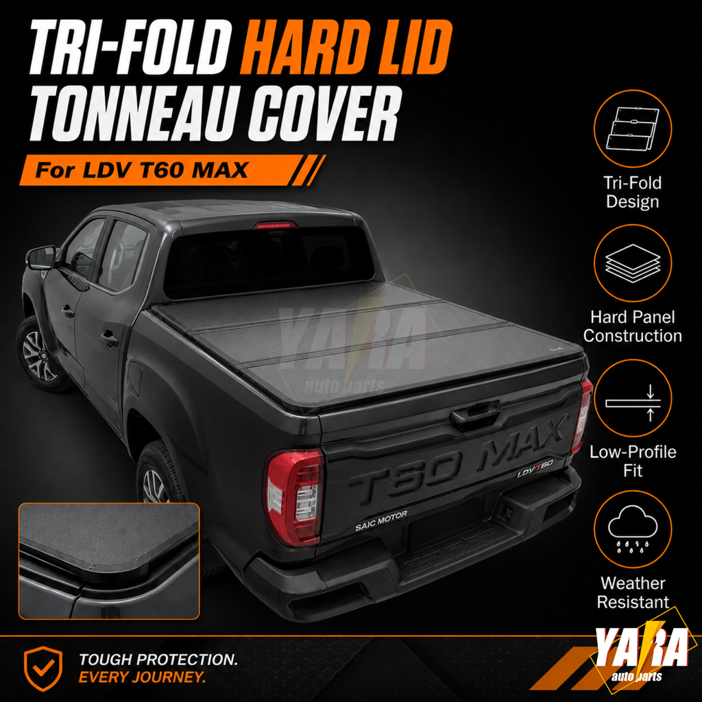 Heavy-Duty Aluminium Tri-Fold Hard Tonneau Cover for LDV T60 & T60 Max (2017+)