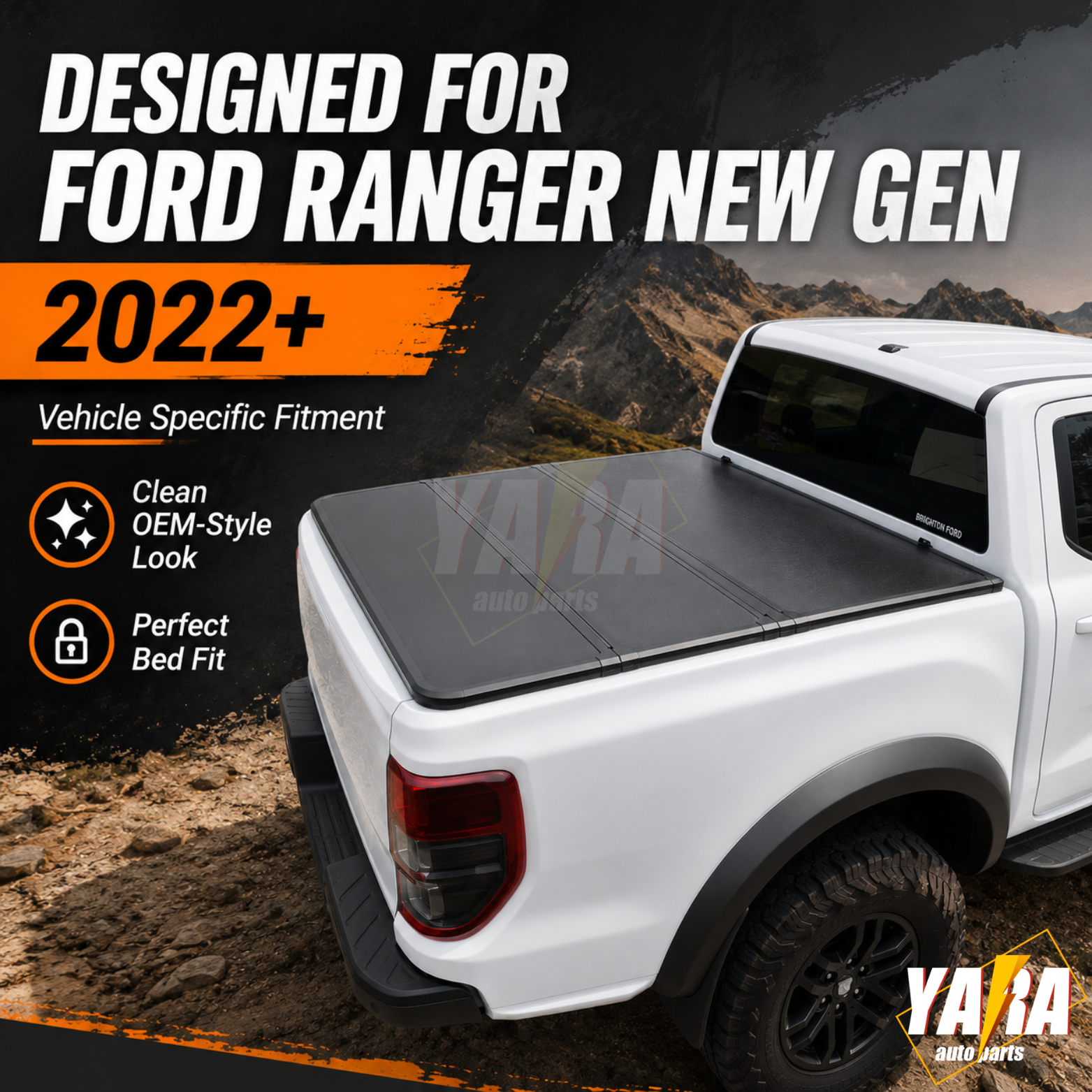 Heavy-Duty Aluminium Tri-Fold Hard Tonneau Cover for Ford Ranger Next-Gen 2022+