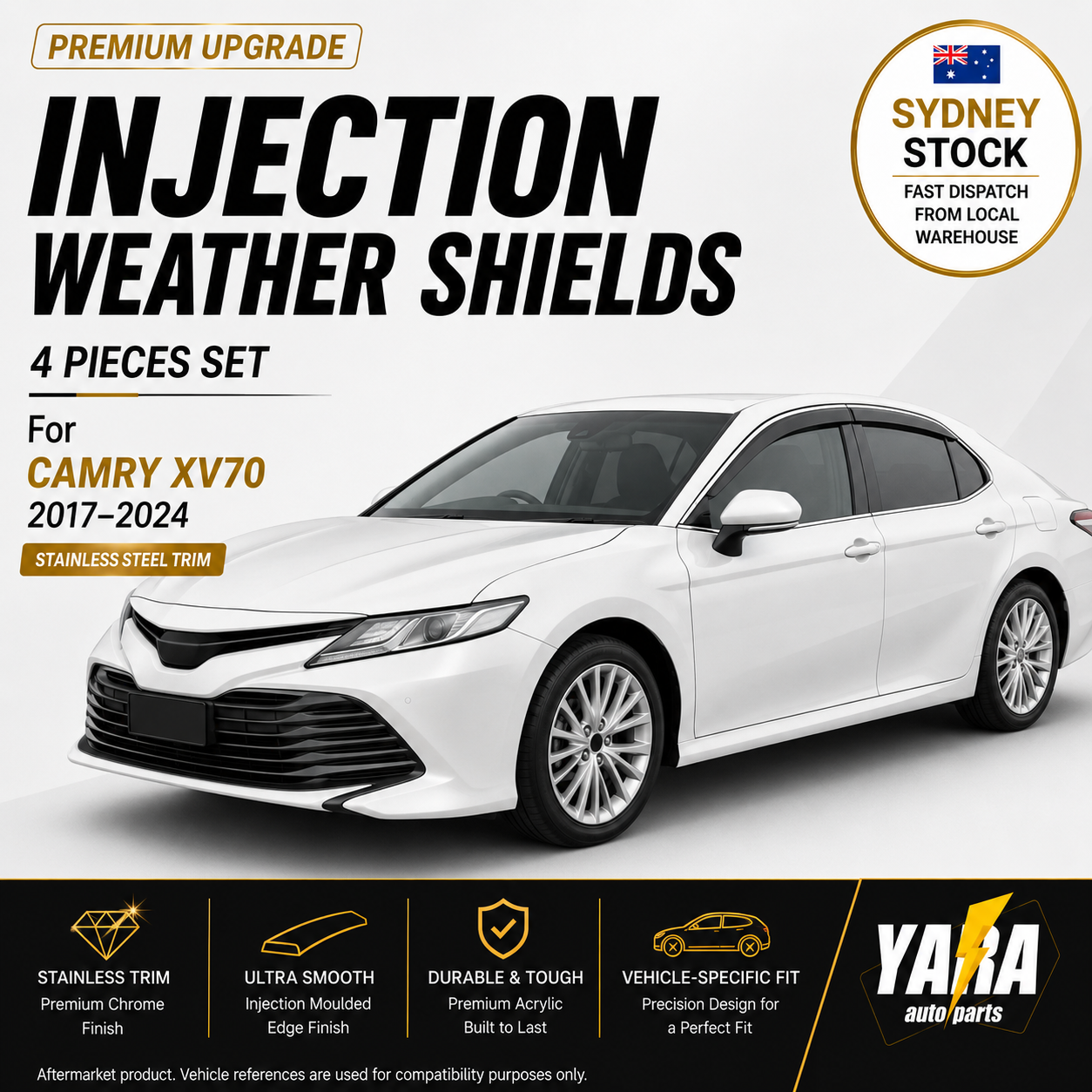 Weather shields Weathershield with Stainless steel Suitable for Camry 2017-2024