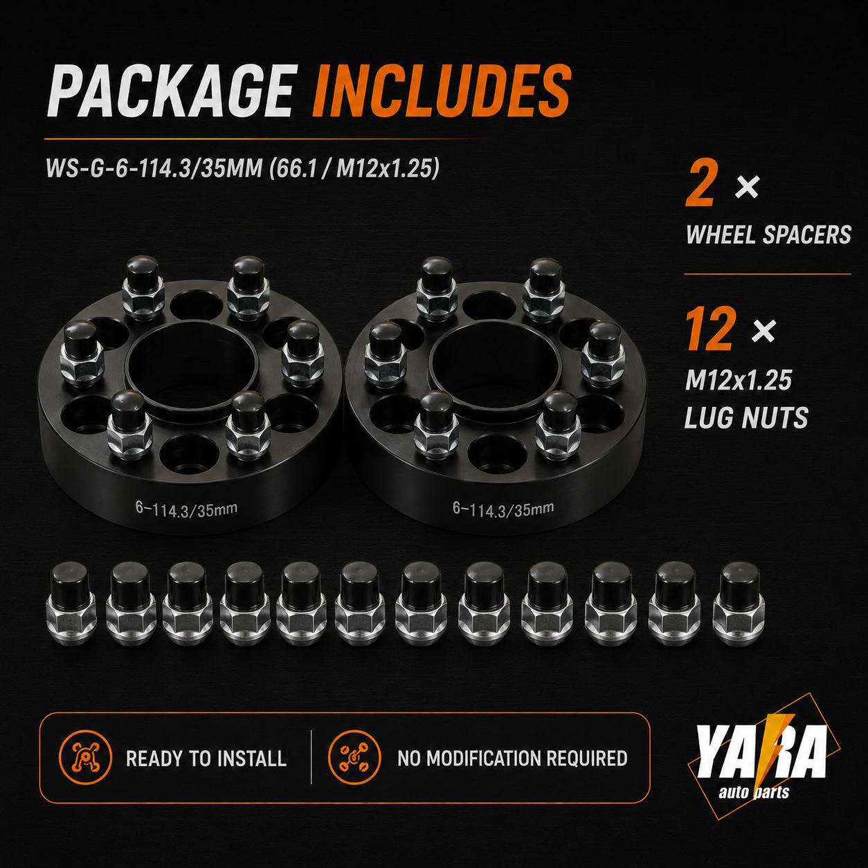 35mm Hubcentric Wheel Spacers  For Navara D40 D23 6x114.3 66.1CB M12x1.25 2PCS