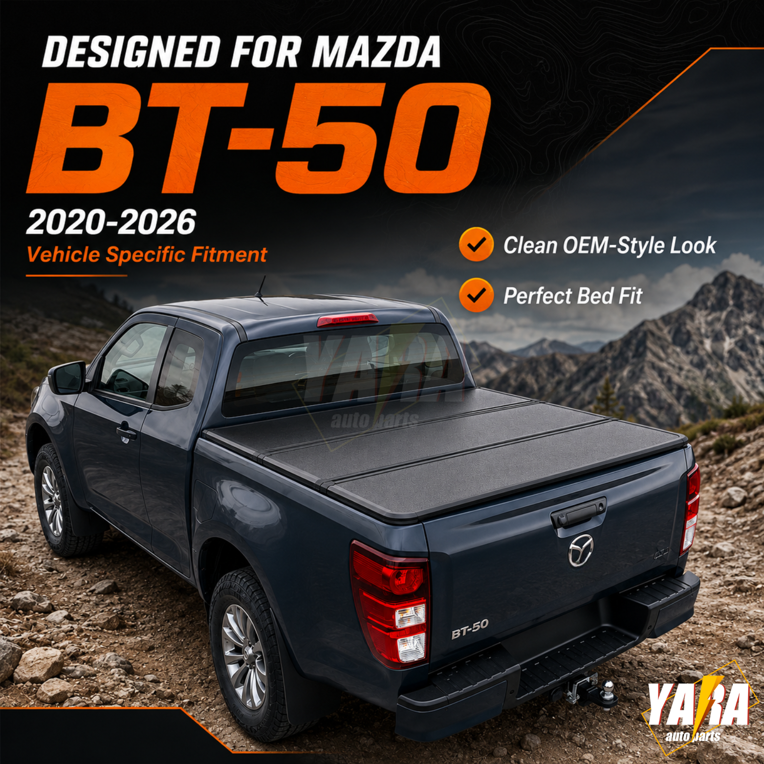 Heavy-Duty Aluminium Tri-Fold Hard Tonneau Cover for Mazda BT-50 2020-2026