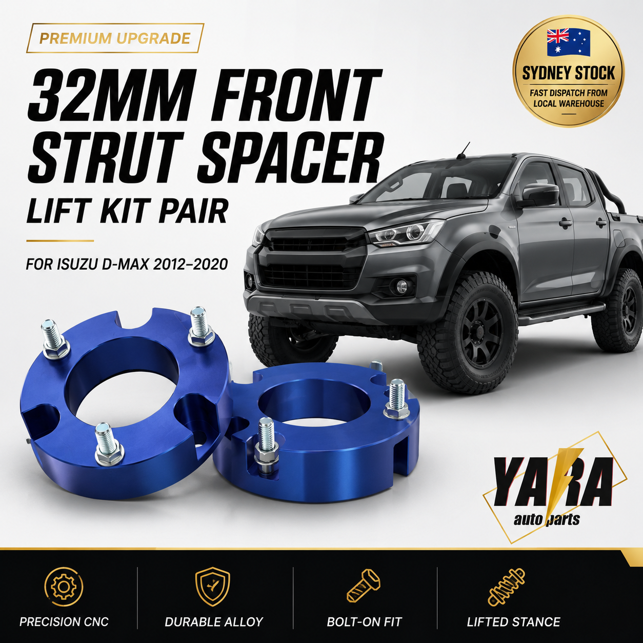 32mm Front Strut Spacer Lift Kit Pair for Isuzu D-Max 4WD 2012–2020