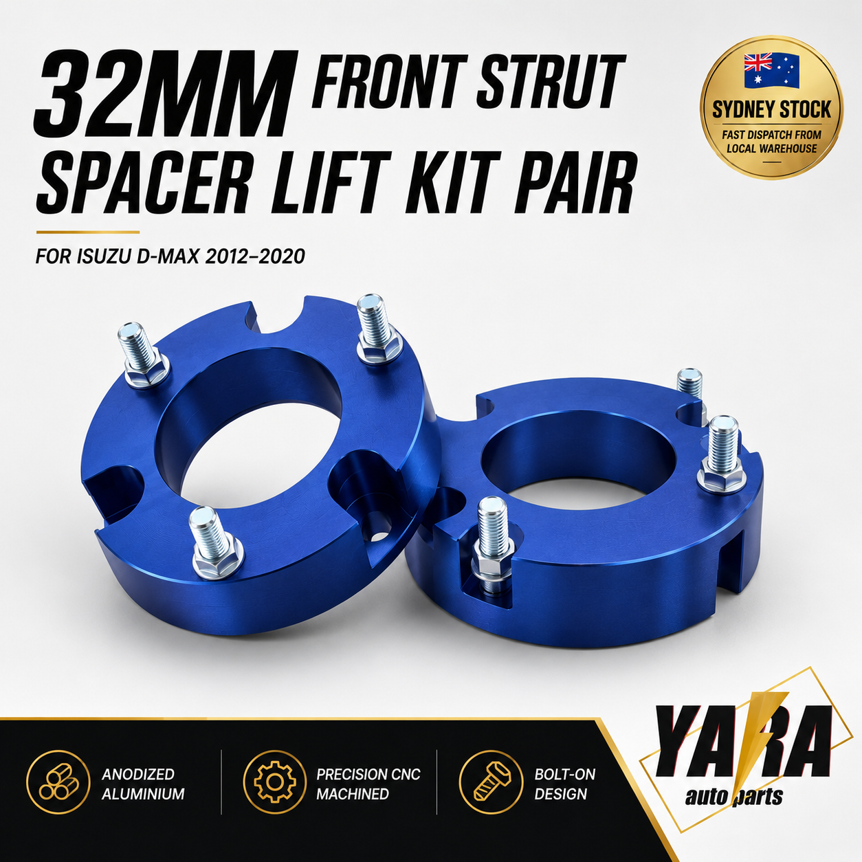 32mm Front Strut Spacer Lift Kit Pair for Isuzu D-Max 4WD 2012–2020
