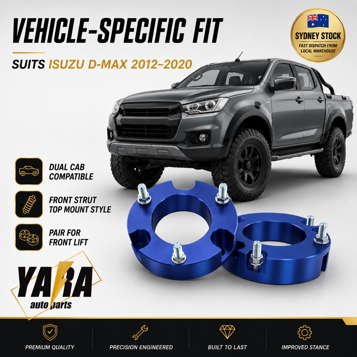 32mm Front Strut Spacer Lift Kit Pair for Isuzu D-Max 4WD 2012–2020
