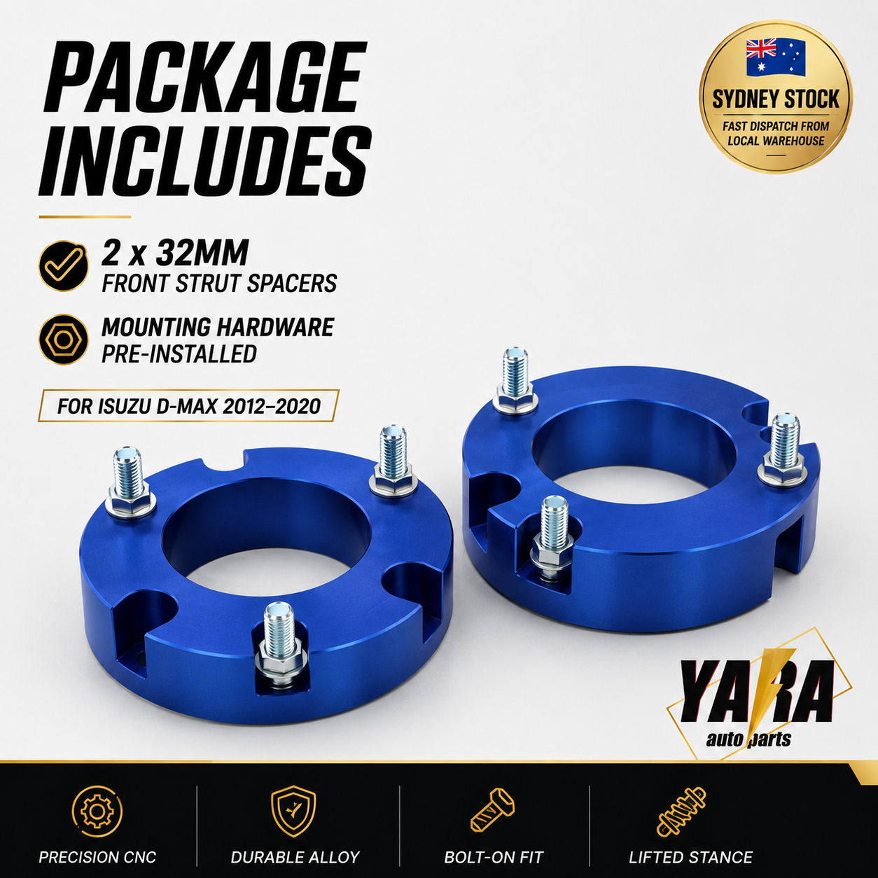 32mm Front Strut Spacer Lift Kit Pair for Isuzu D-Max 4WD 2012–2020