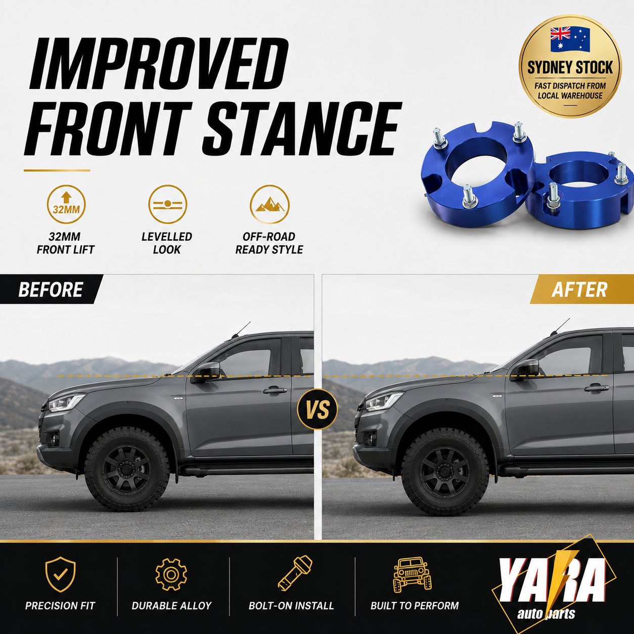 32mm Front Strut Spacer Lift Kit Pair for Isuzu D-Max 4WD 2012–2020