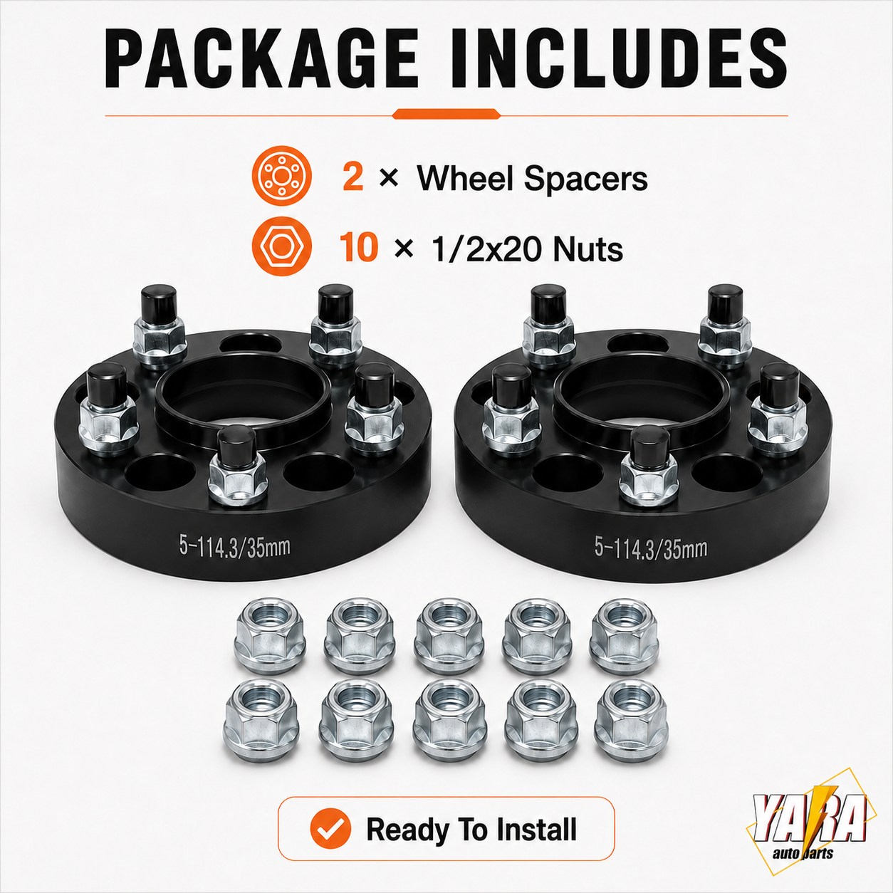 35mm Hubcentric Wheel Spacers 5x114.3 70.5 1/2x20 2PCS For Ford Falcon